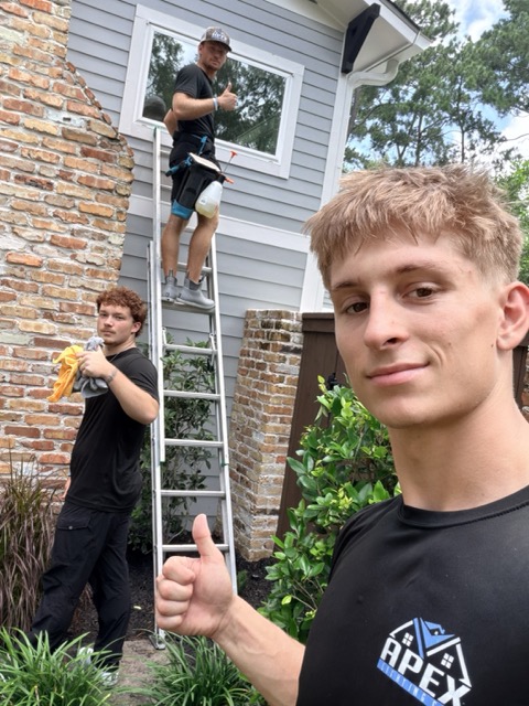 Apex Cleaning Co. technicians working at a customer's home